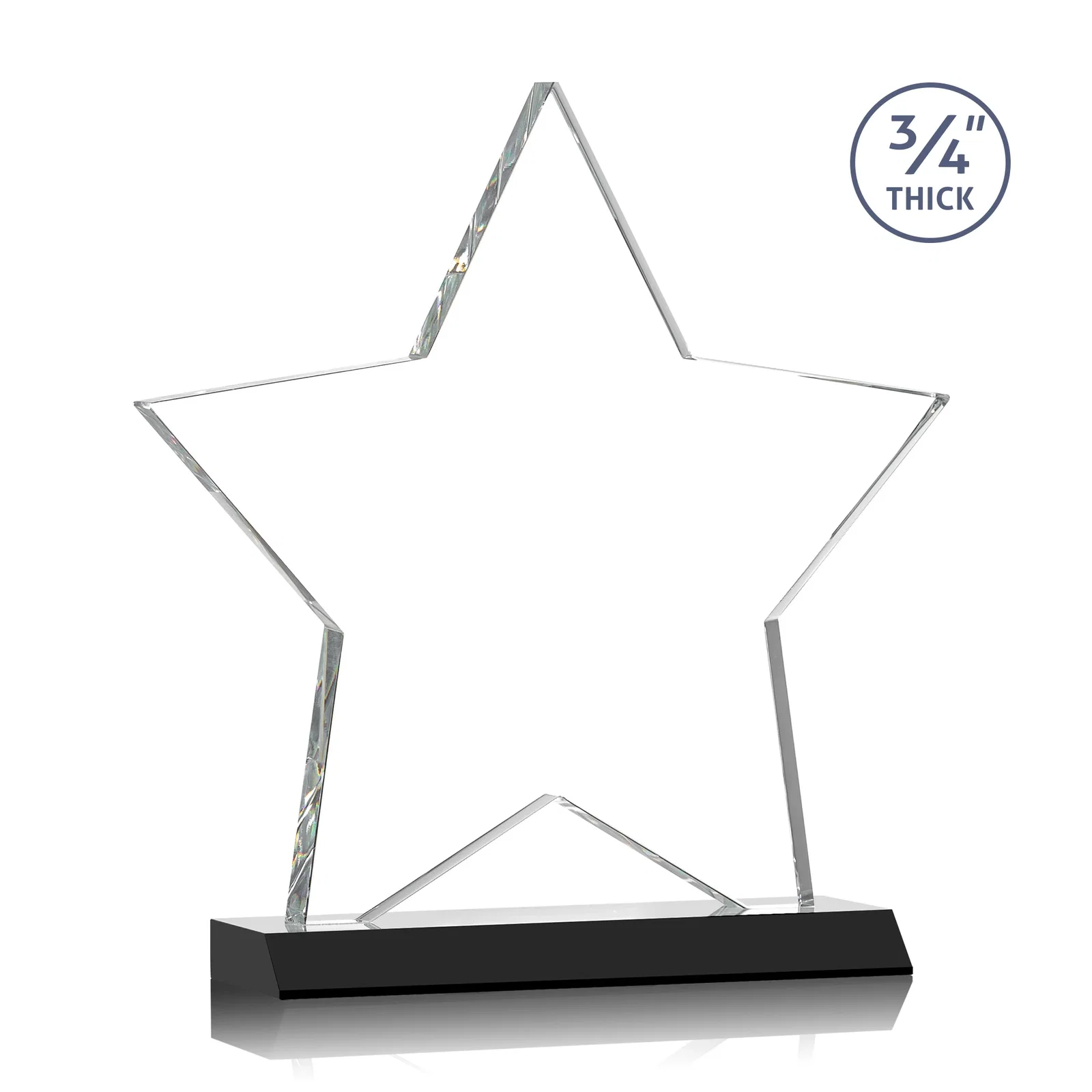 Custom engraved Optical Crystal Star Award on Clear-Front Mitered Base for sales achievement awards