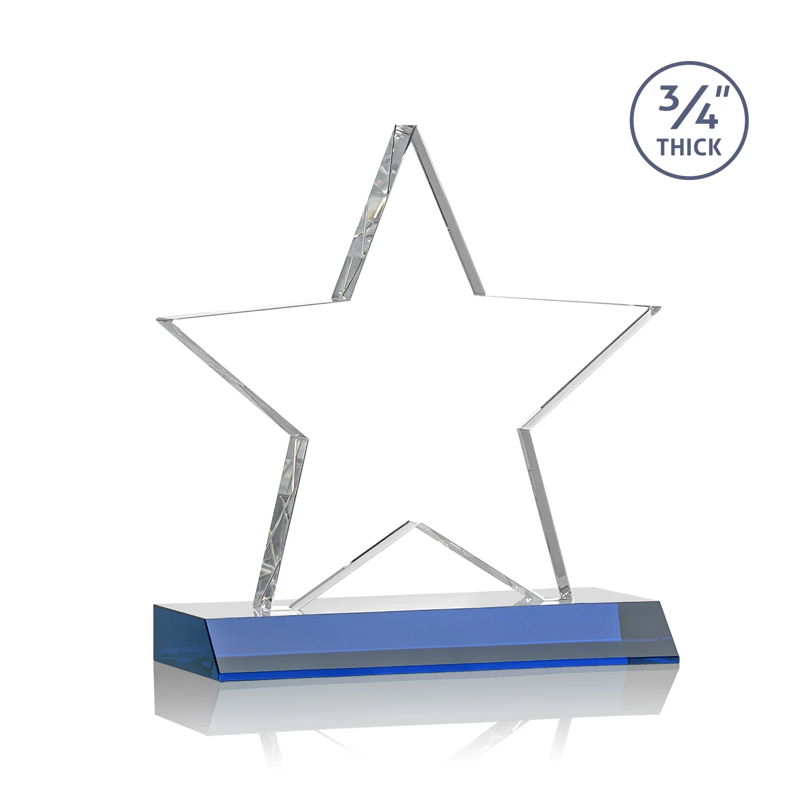 Custom engraved Optical Crystal Star Award on Clear-Front Mitered Base for retirement presentations