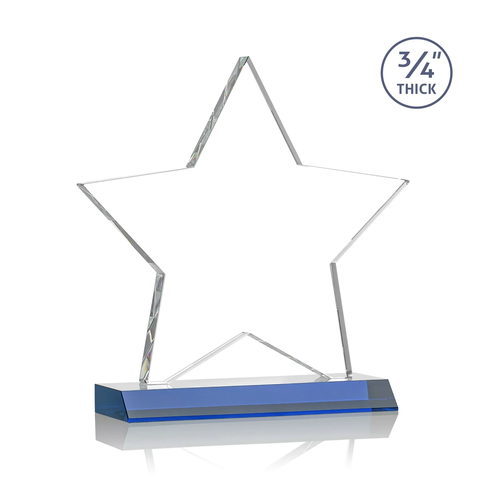 Custom engraved Optical Crystal Star Award on Clear-Front Mitered Base for team milestone celebrations