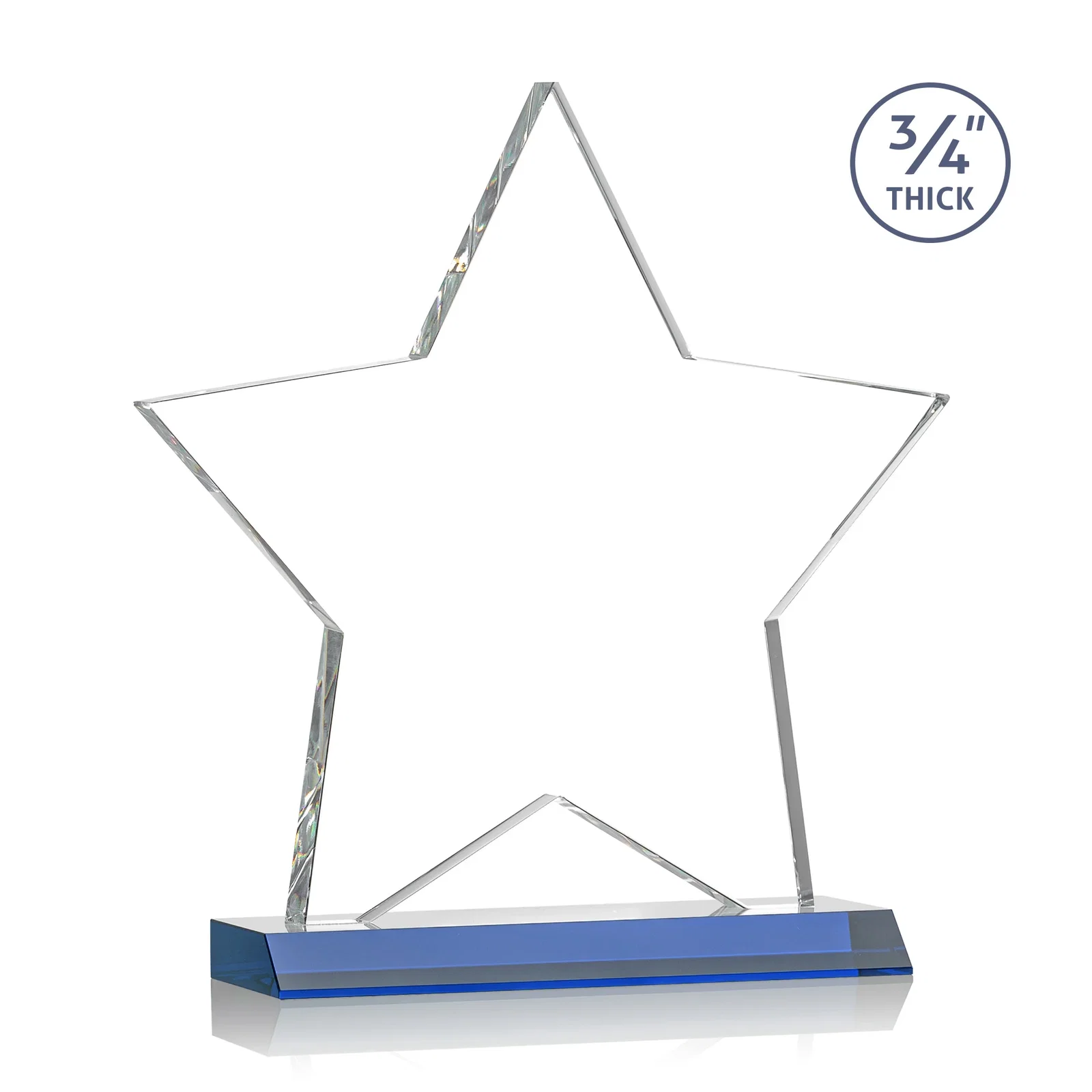 Custom engraved Optical Crystal Star Award on Clear-Front Mitered Base for donor appreciation