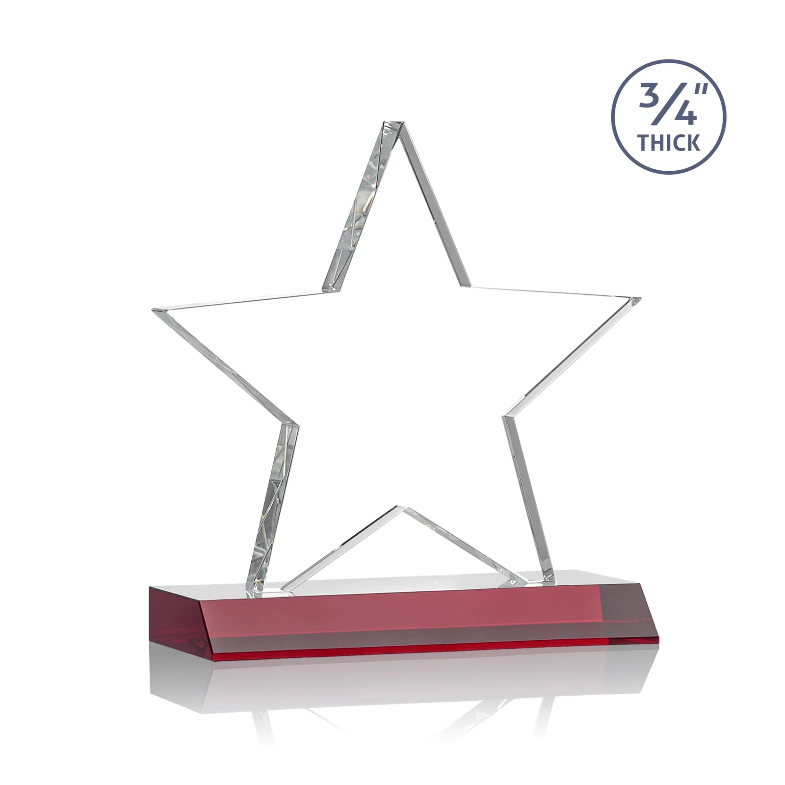Custom engraved Optical Crystal Star Award on Clear-Front Mitered Base for graduation ceremonies