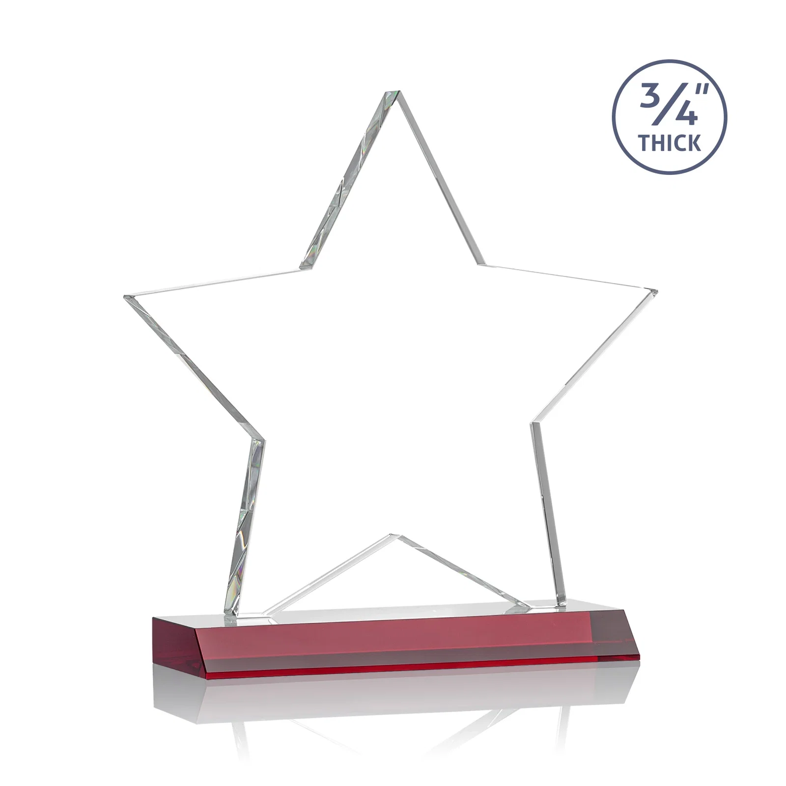 Custom engraved Optical Crystal Star Award on Clear-Front Mitered Base for safety achievement programs