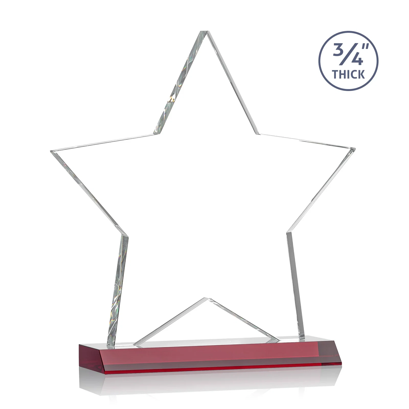 Custom engraved Optical Crystal Star Award on Clear-Front Mitered Base for volunteer appreciation