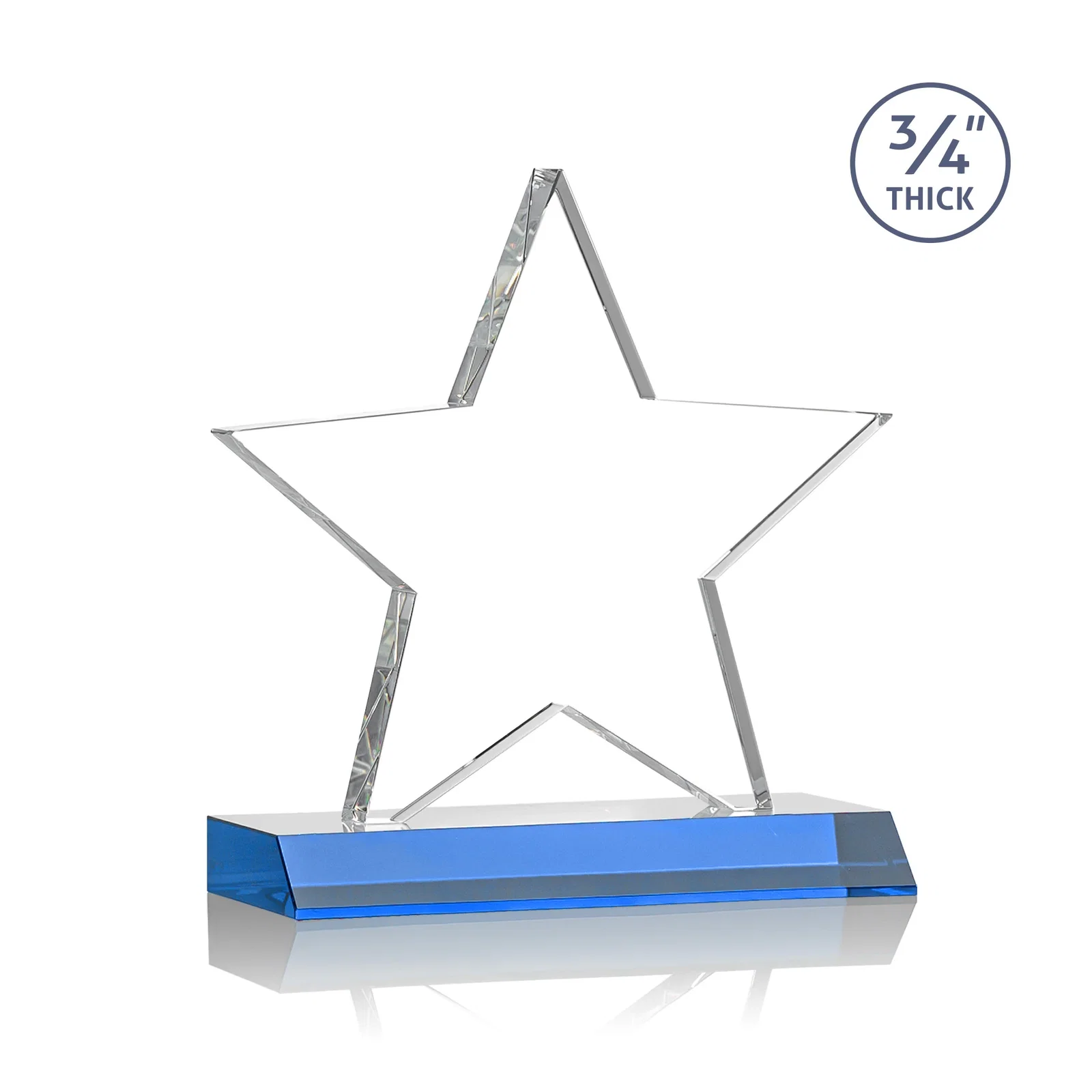 Custom engraved Optical Crystal Star Award on Clear-Front Mitered Base for dealer and partner awards