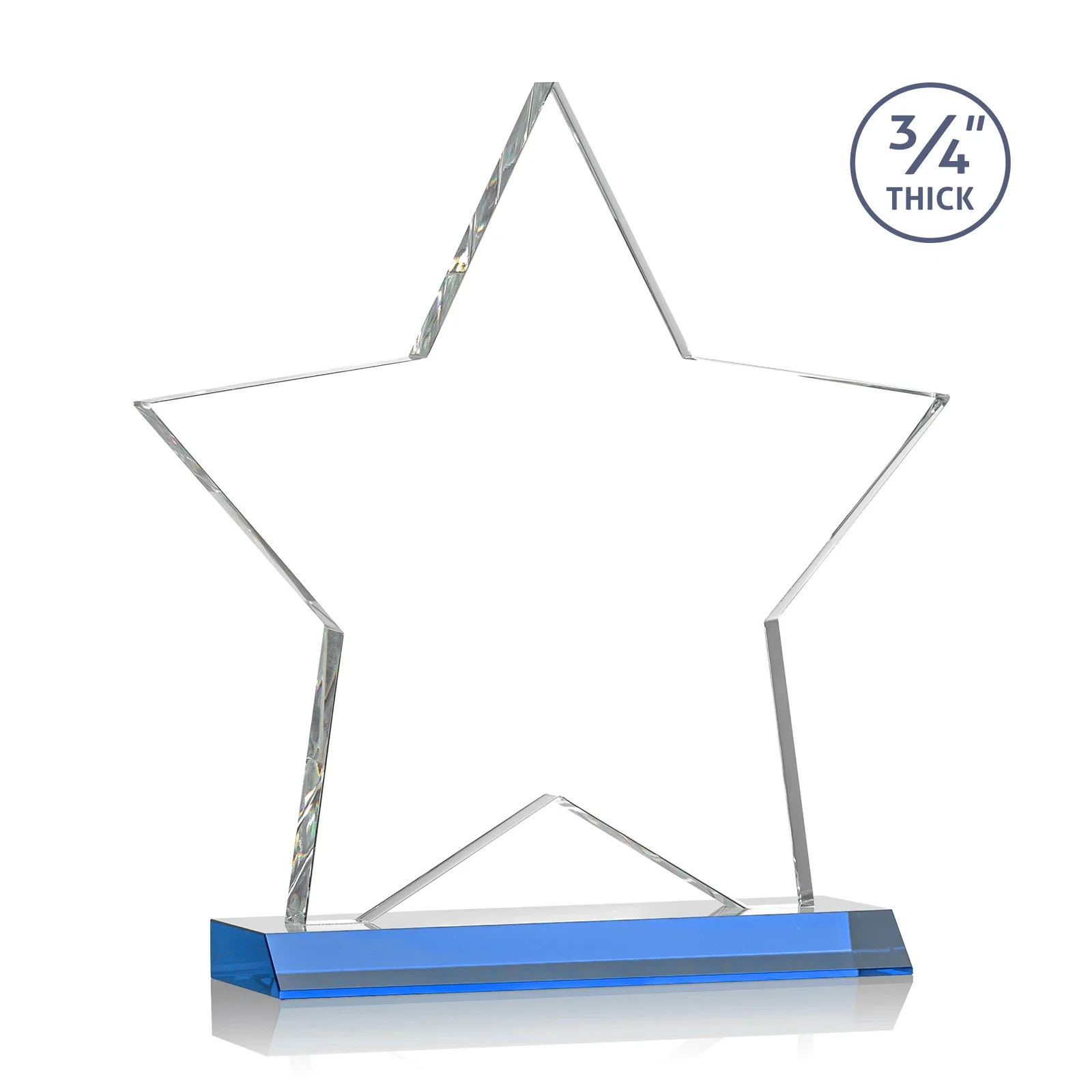 Custom Optical Crystal Star Award on Clear-Front Mitered Base, with your logo for employee recognition