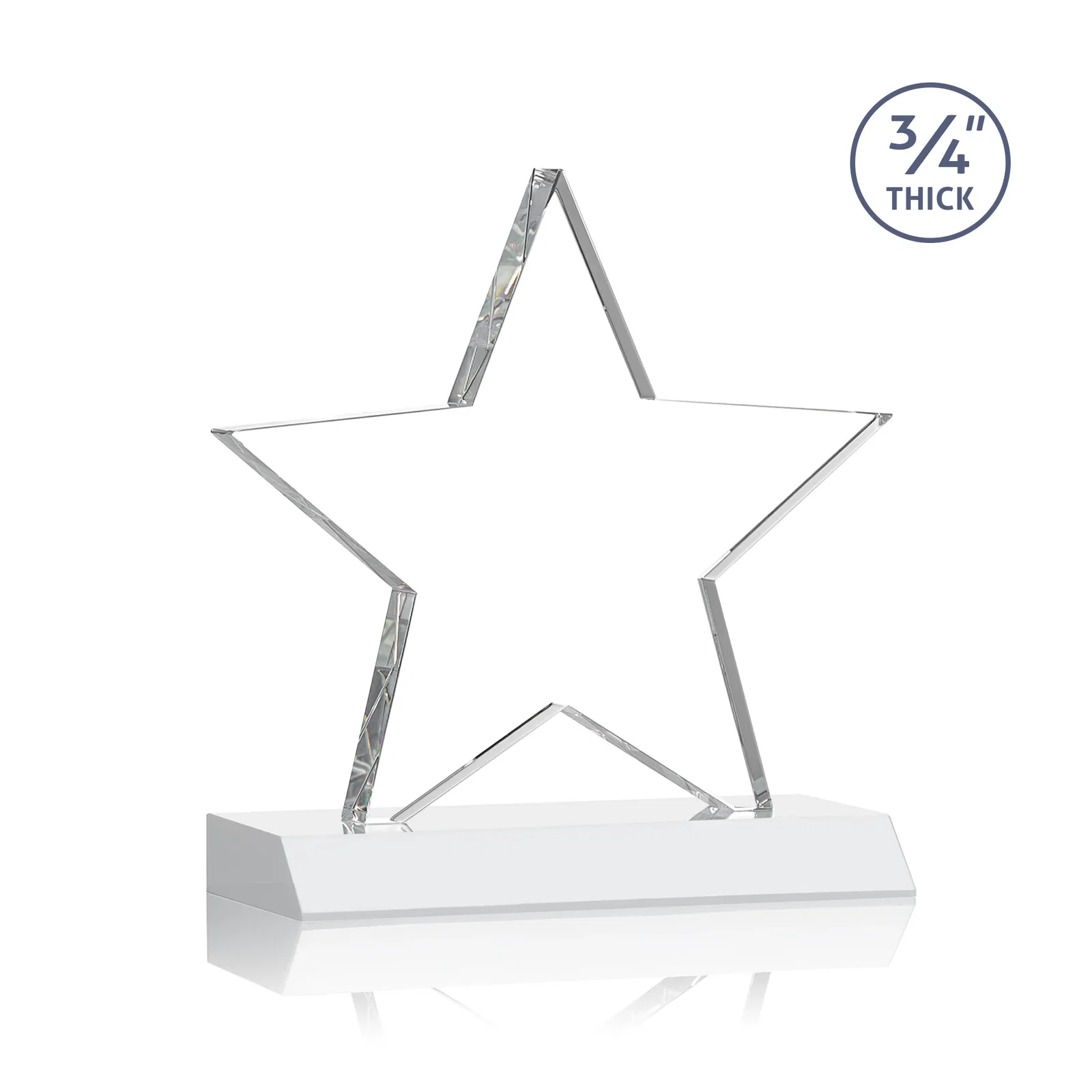 Custom Optical Crystal Star Award on Clear-Front Mitered Base, with your logo for corporate award ceremonies