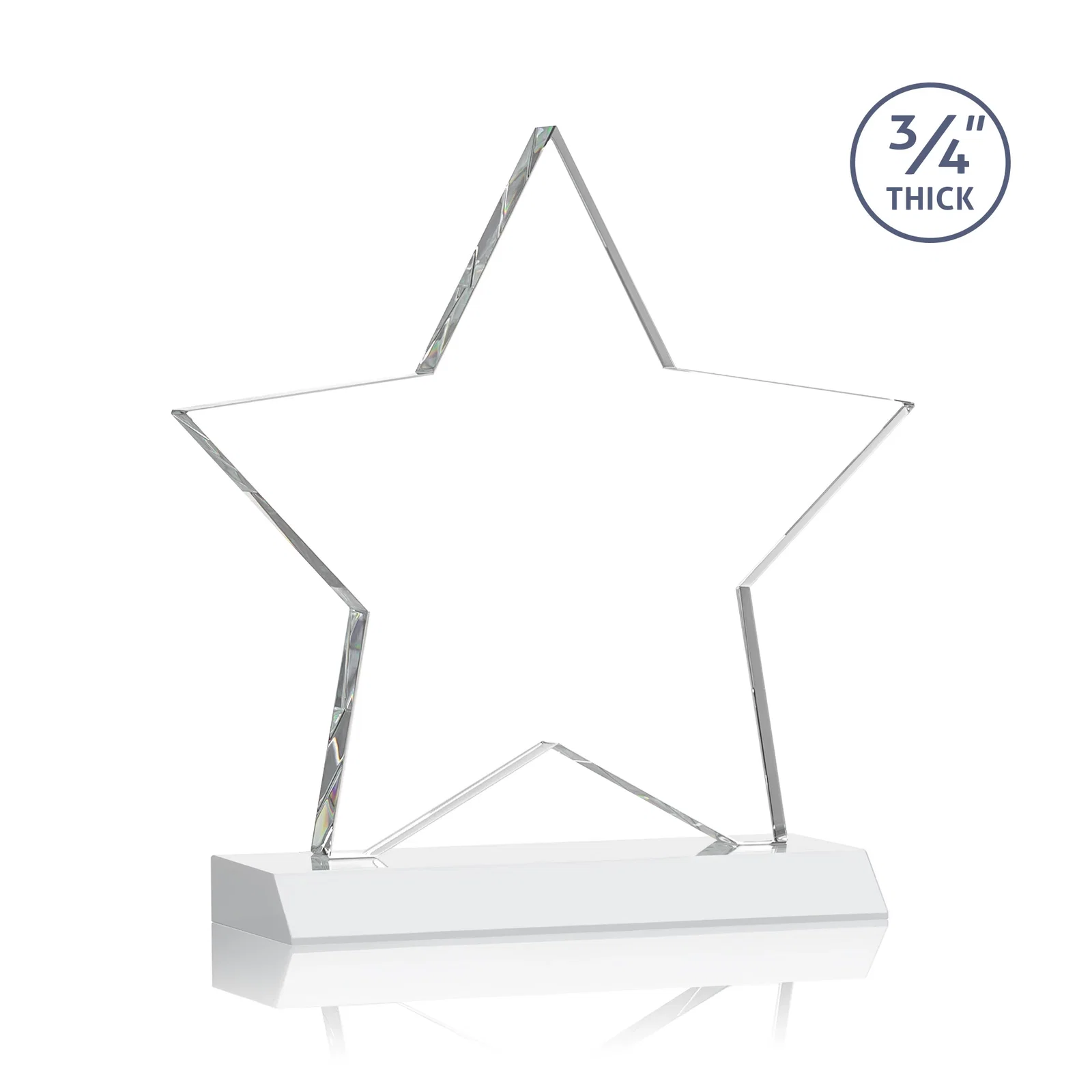 Custom Optical Crystal Star Award on Clear-Front Mitered Base, with your logo for service anniversary gifts
