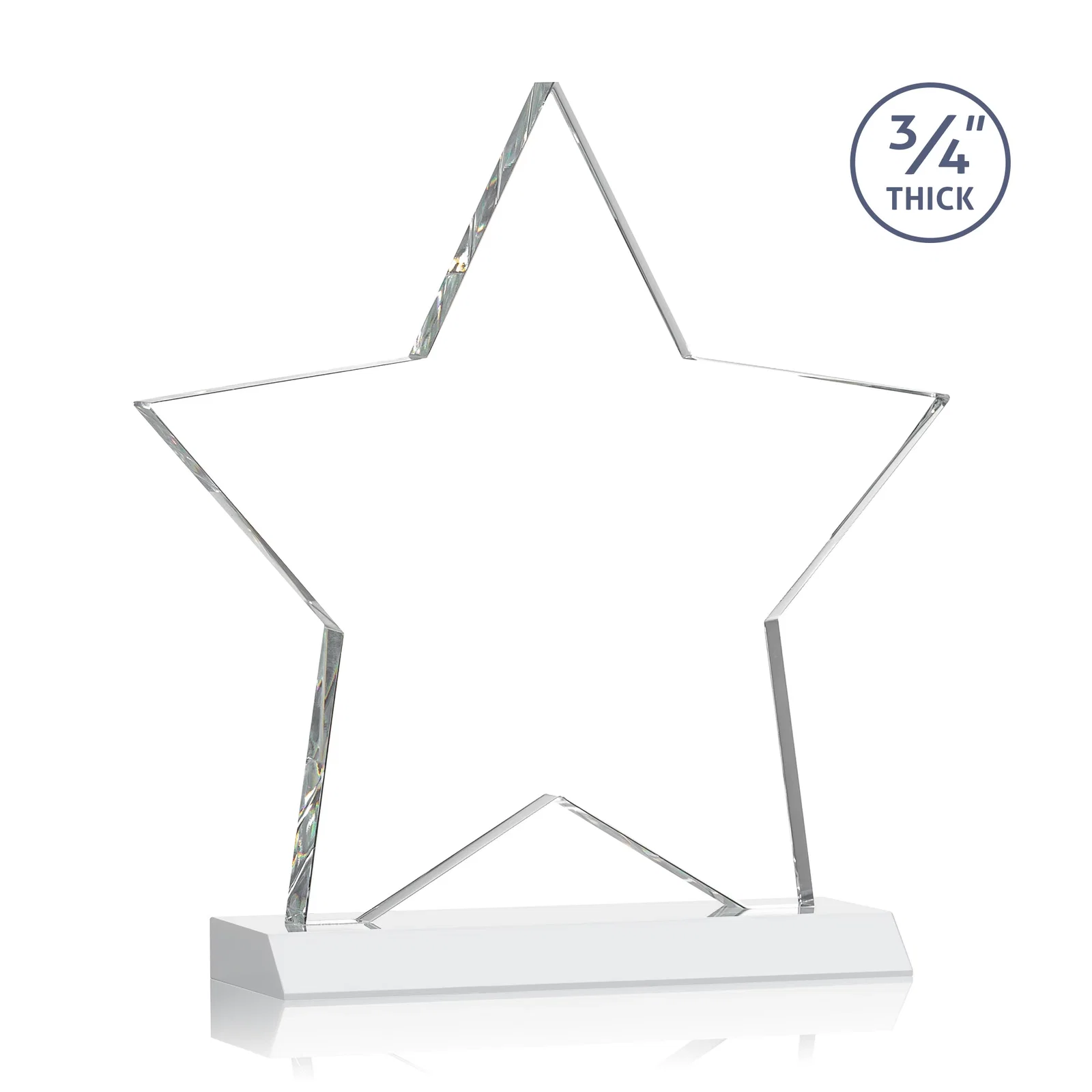 Custom Optical Crystal Star Award on Clear-Front Mitered Base, with your logo for sales achievement awards