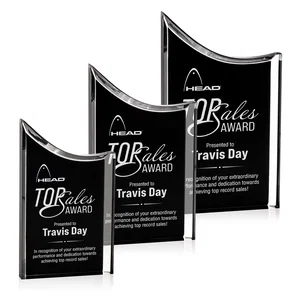 Curved Acrylic Award with Black Background Panel