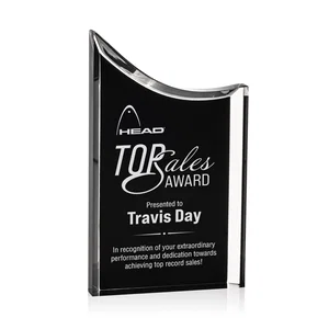 Curved Acrylic Award with Black Background Panel