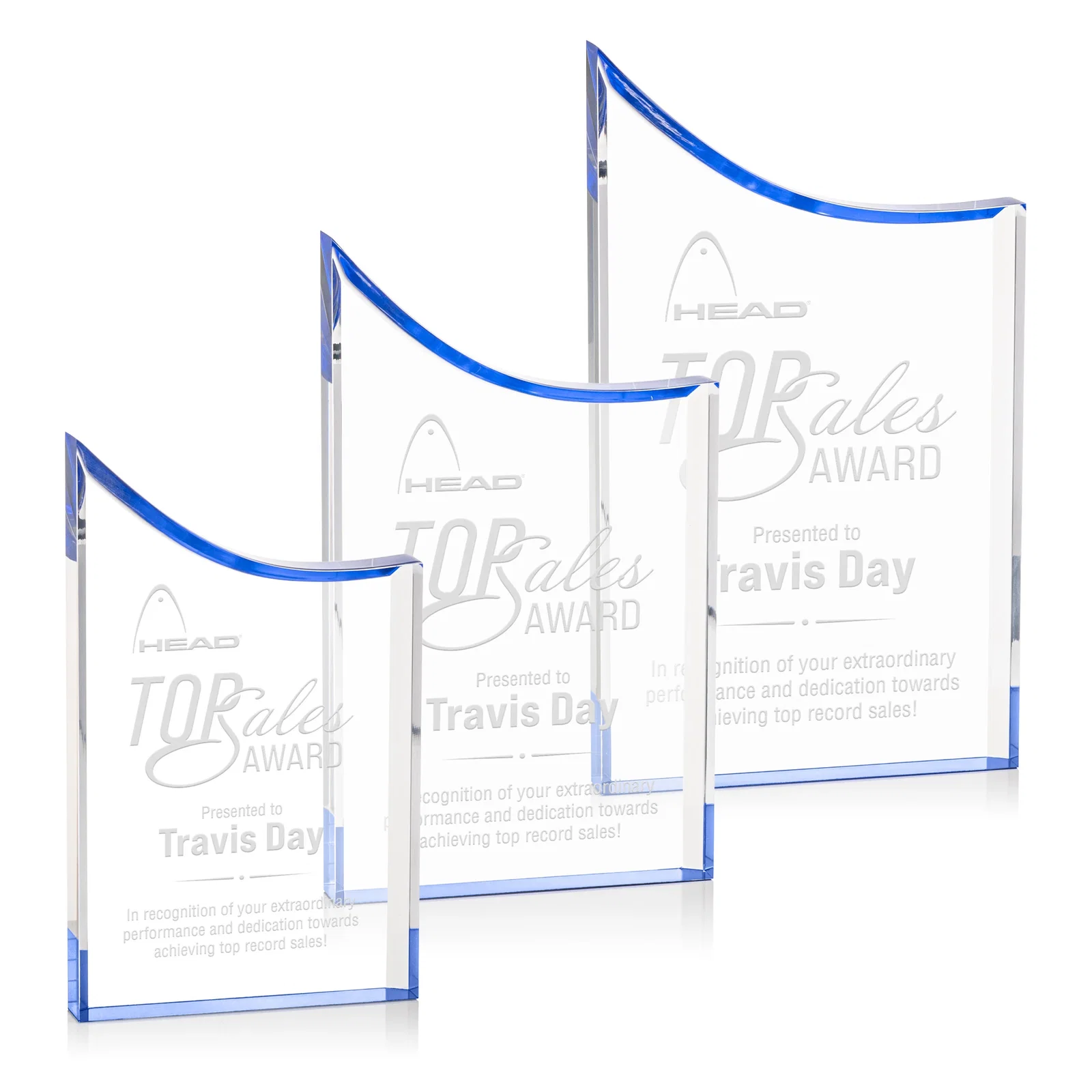Custom Curved Acrylic Award with Black Background Panel for safety achievement programs