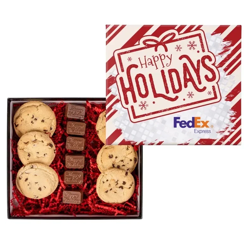 Chocolate Chip Cookies and Molded Chocolates in Gift Box — view 2
