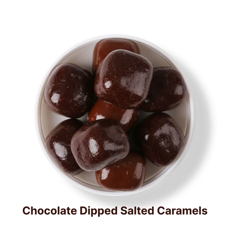 Chocolate Dipped Salted Caramels in a Jar — view 3