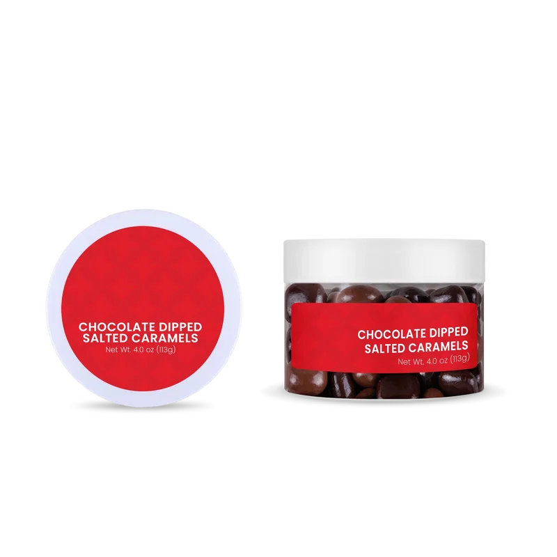 Chocolate Dipped Salted Caramels in a Jar — view 4