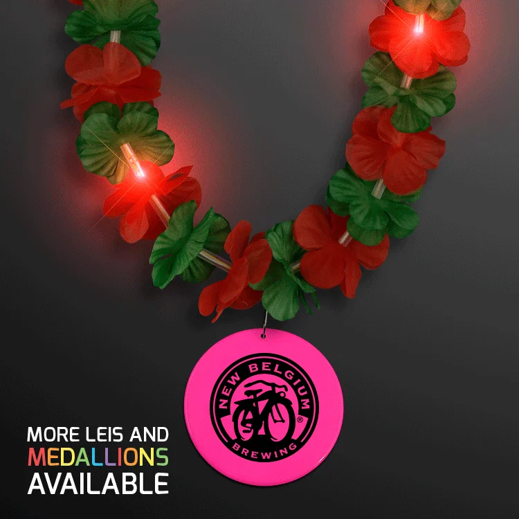 Christmas Hawaiian LED Lei with Medallion — view 3