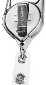 Chrome Carabiner ID Badge Reel with Secure  Belt Clip — view 2
