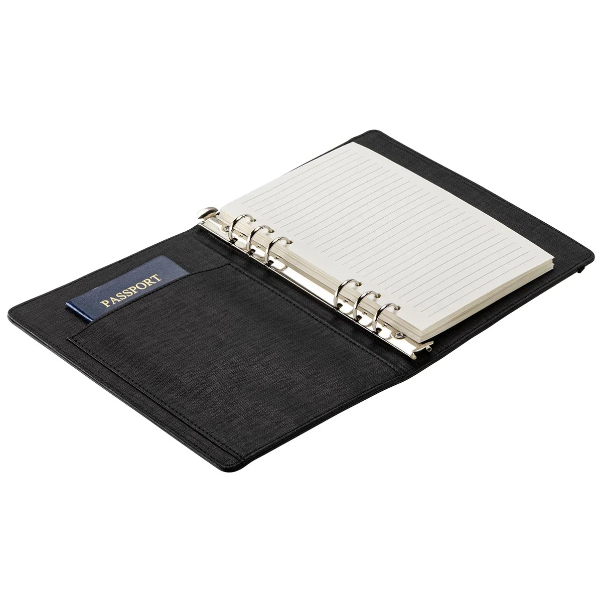 Side profile of the custom Chronicle ring binder showing the refillable spine