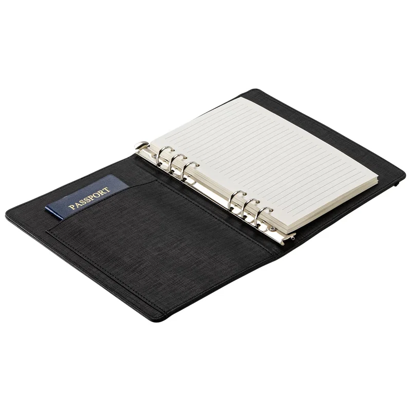 Side profile of the custom Chronicle ring binder showing the refillable spine