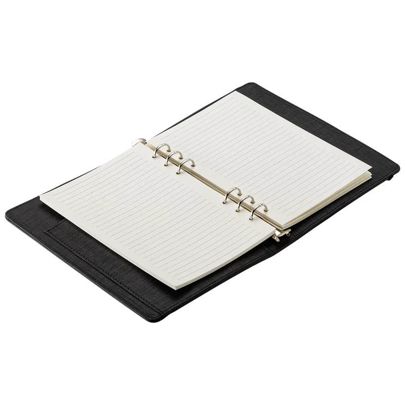 Open view of the Chronicle Refillable Ring Binder showing the rings and pages