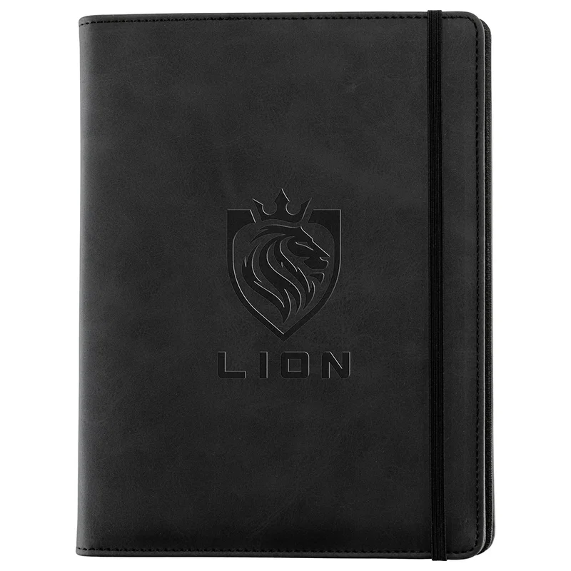 Custom Chronicle ring binder on a desk with papers, lifestyle shot