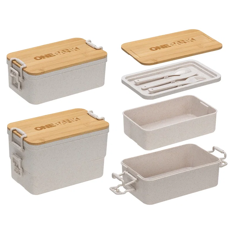 Close-up of the custom Stackable Lunch Box's logo imprint area, Style 1