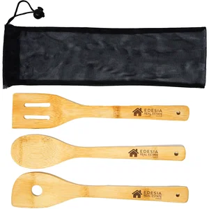Chun 3-Piece Bamboo Utensil Gift Set in Mesh Bag