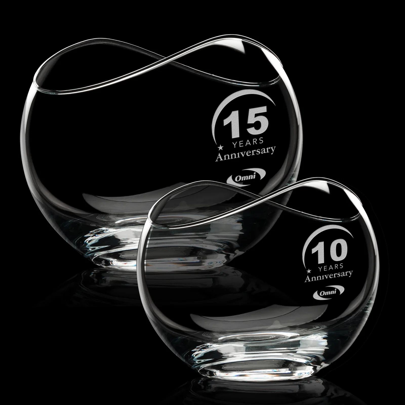 Custom Lead Free Crystalline Bowl with Infinity-Curve Rim for employee recognition