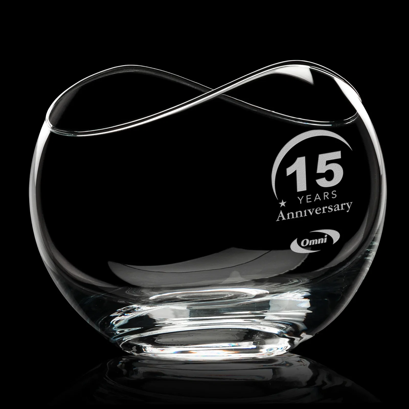 Custom Lead Free Crystalline Bowl with Infinity-Curve Rim for service anniversary gifts