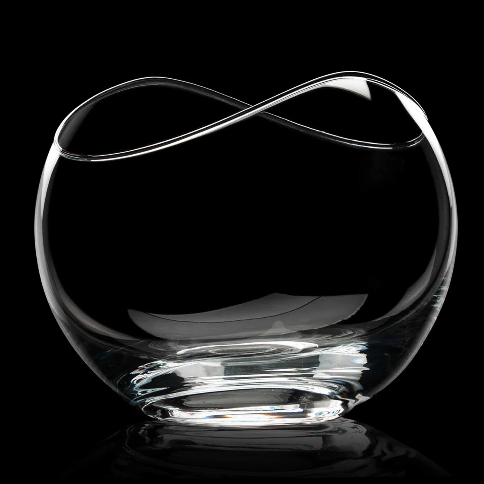 Custom Lead Free Crystalline Bowl with Infinity-Curve Rim for retirement presentations