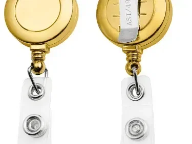 Circle Gold Snap Back Badge Retractable Reel (Small) — view 2