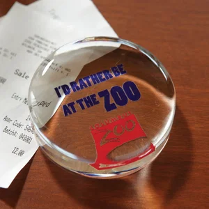 Circle Crystal Paperweight Award, 3" x 3" x 0.75", Full-Color Imprint