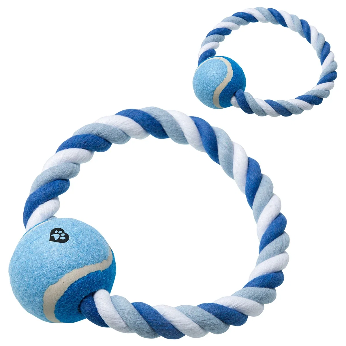 Custom Circlet Rope Ring & Ball Pet Toy, front view of the branded pet toy