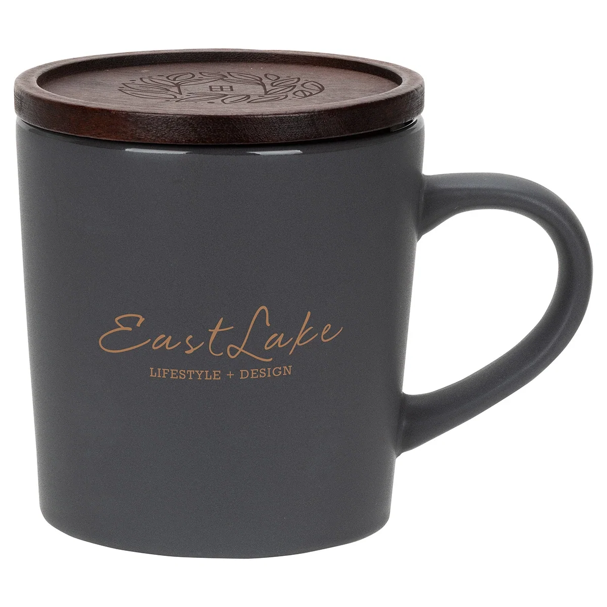 Close-up of the custom logo imprint area on the Circo ceramic mug