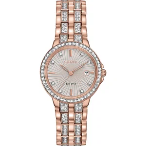 Citizen EW234856A Women's Eco-Drive Crystal Accent Rose Gold-Tone Stainless Steel Bracelet Watch