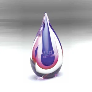 Citlaly Teardrop Art Glass Award, 3.5" x 6.5" x 2", Etched Imprint