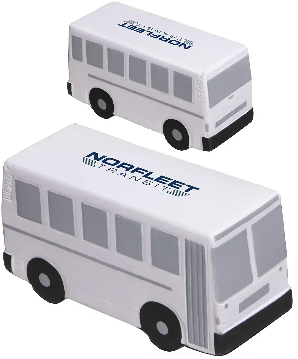 Custom City Bus Stress Reliever, branded transit bus squeeze toy for transit authorities and tour operators, promotional