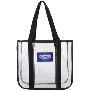 Clear Stadium Approved Tote Bags W/ Black Nylon Trim