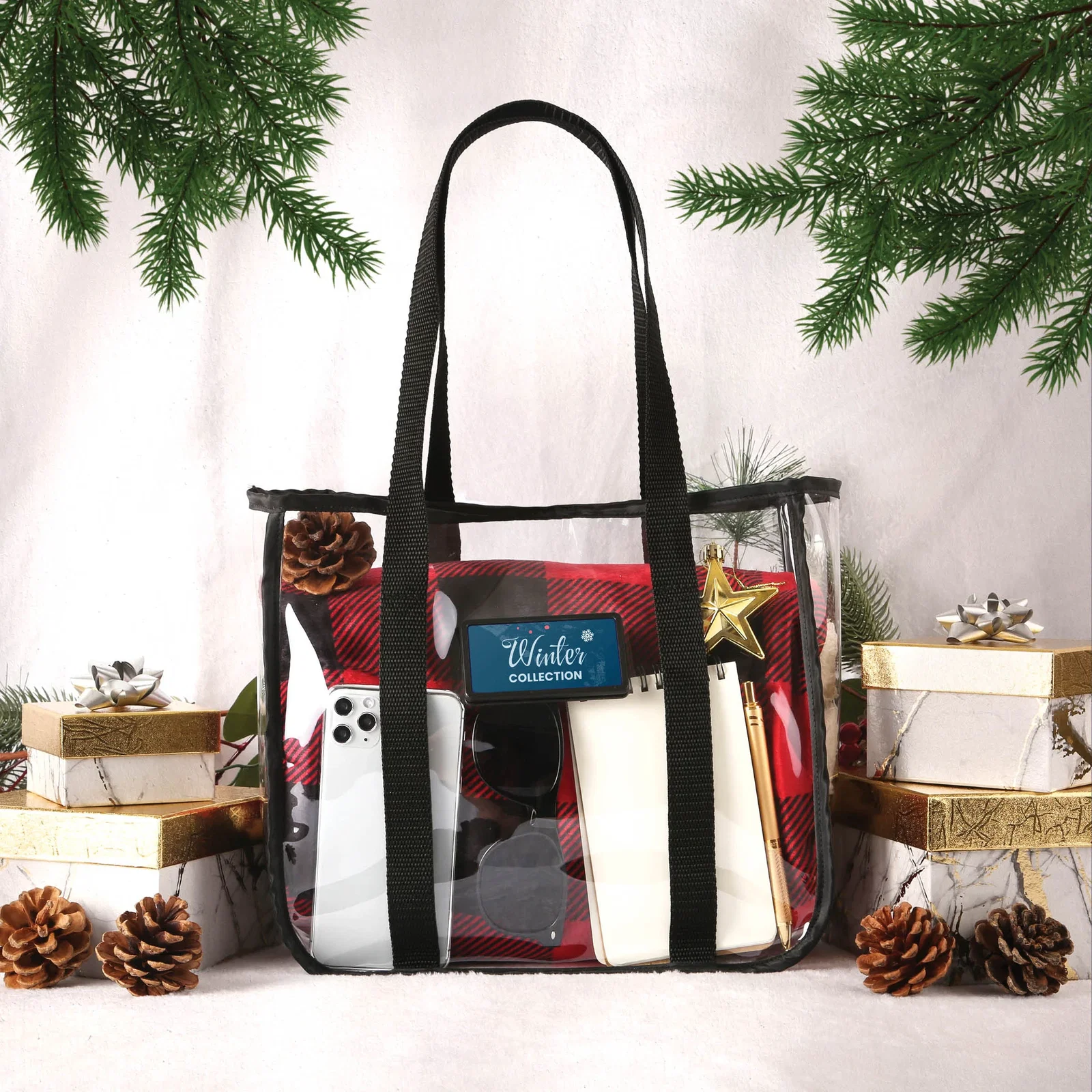 Clear Stadium Approved Tote Bags W/ Black Nylon Trim — view 6