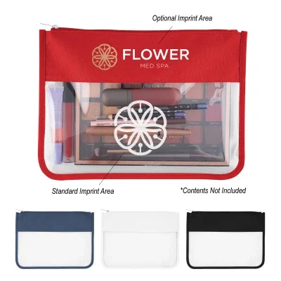 Clear EVA toiletry bag with contrasting trim, eleven inches wide