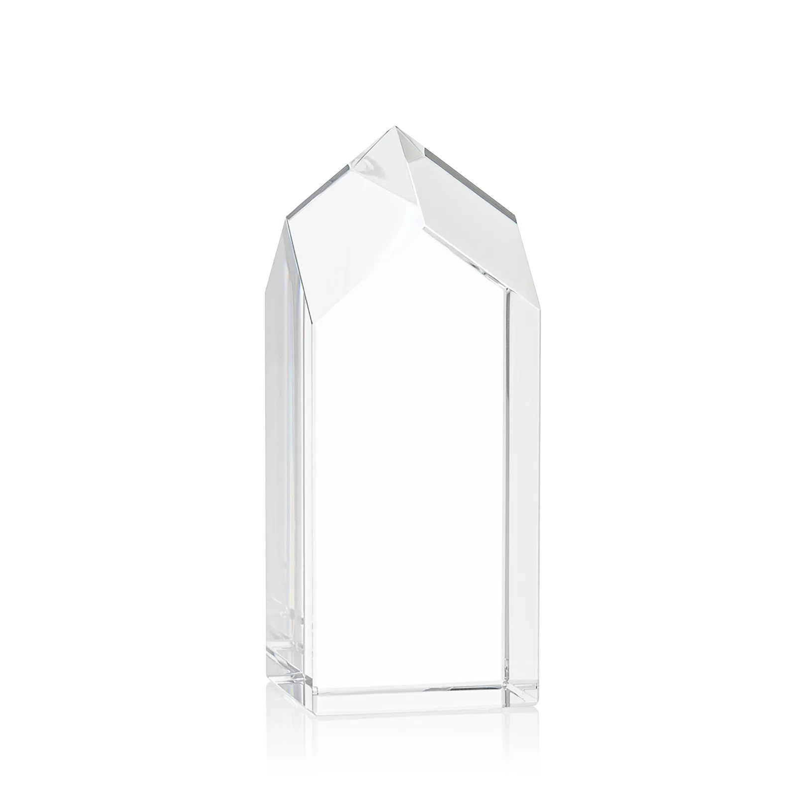 Personalized 3D Etched Freestanding Optical Crystal Tower Award with Raised Peak for corporate award ceremonies