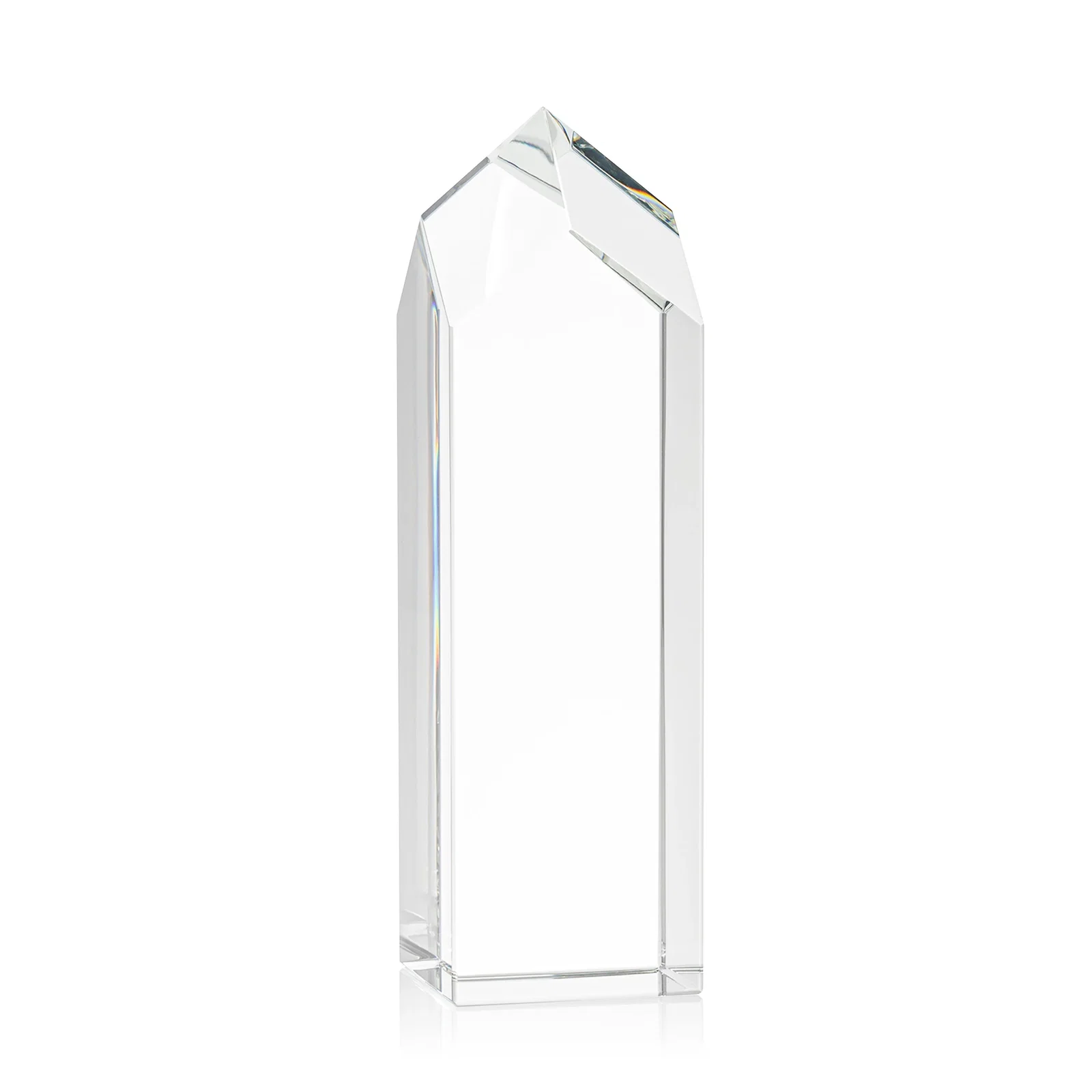 Personalized 3D Etched Freestanding Optical Crystal Tower Award with Raised Peak for service anniversary gifts
