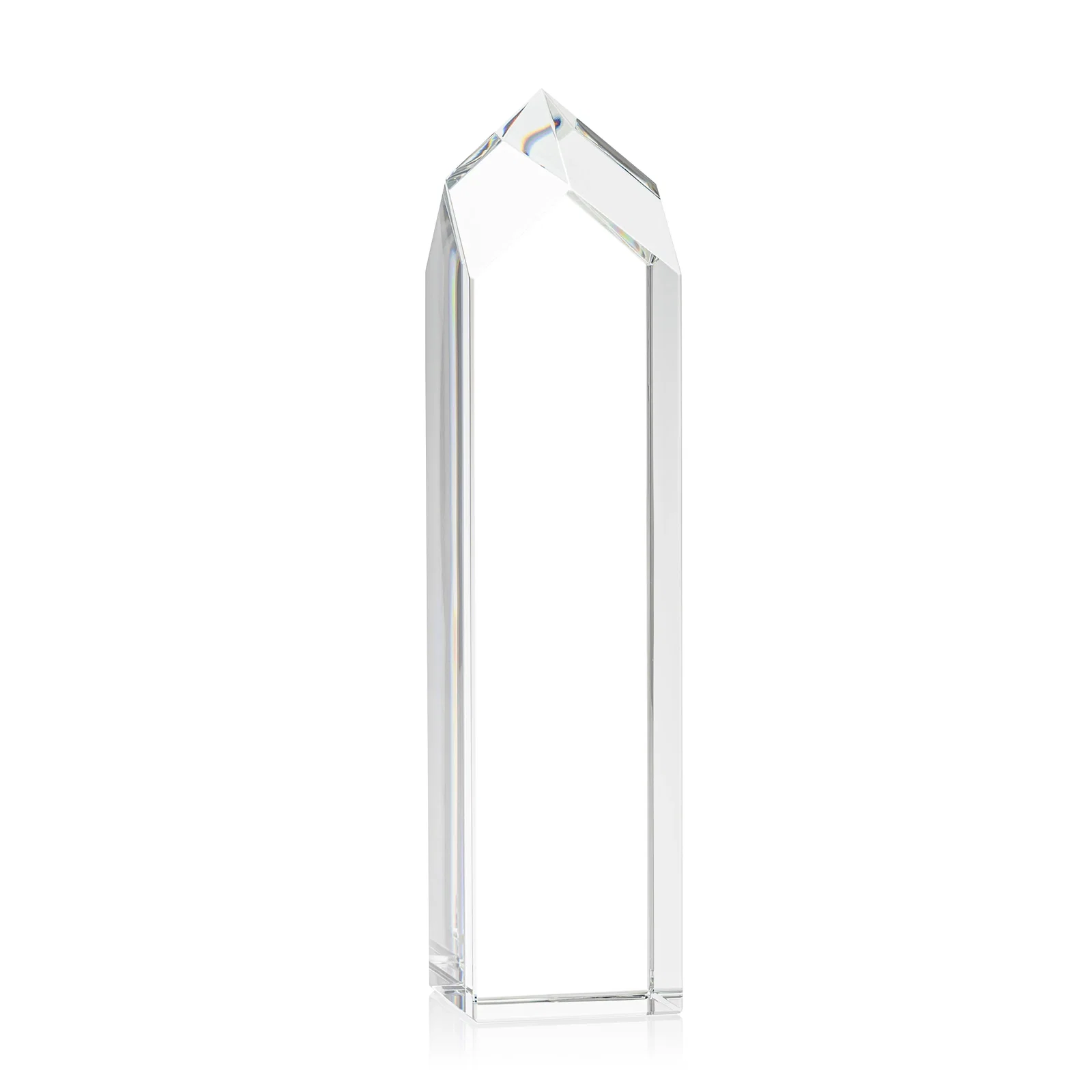Personalized 3D Etched Freestanding Optical Crystal Tower Award with Raised Peak for sales achievement awards