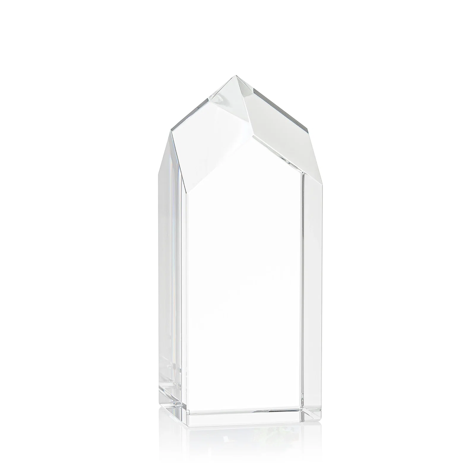 Personalized 3D Etched Freestanding Optical Crystal Tower Award with Raised Peak for retirement presentations