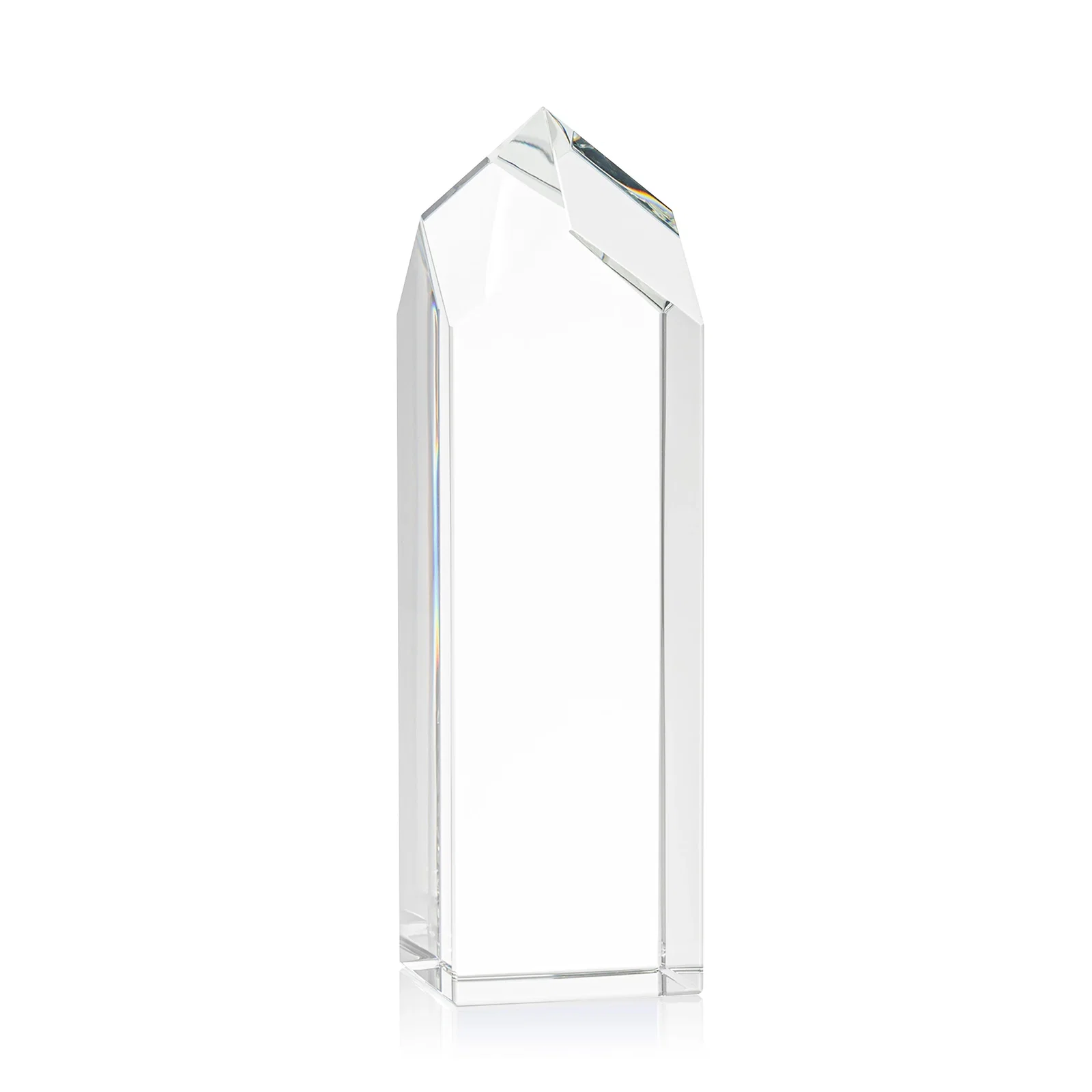 Personalized 3D Etched Freestanding Optical Crystal Tower Award with Raised Peak for team milestone celebrations