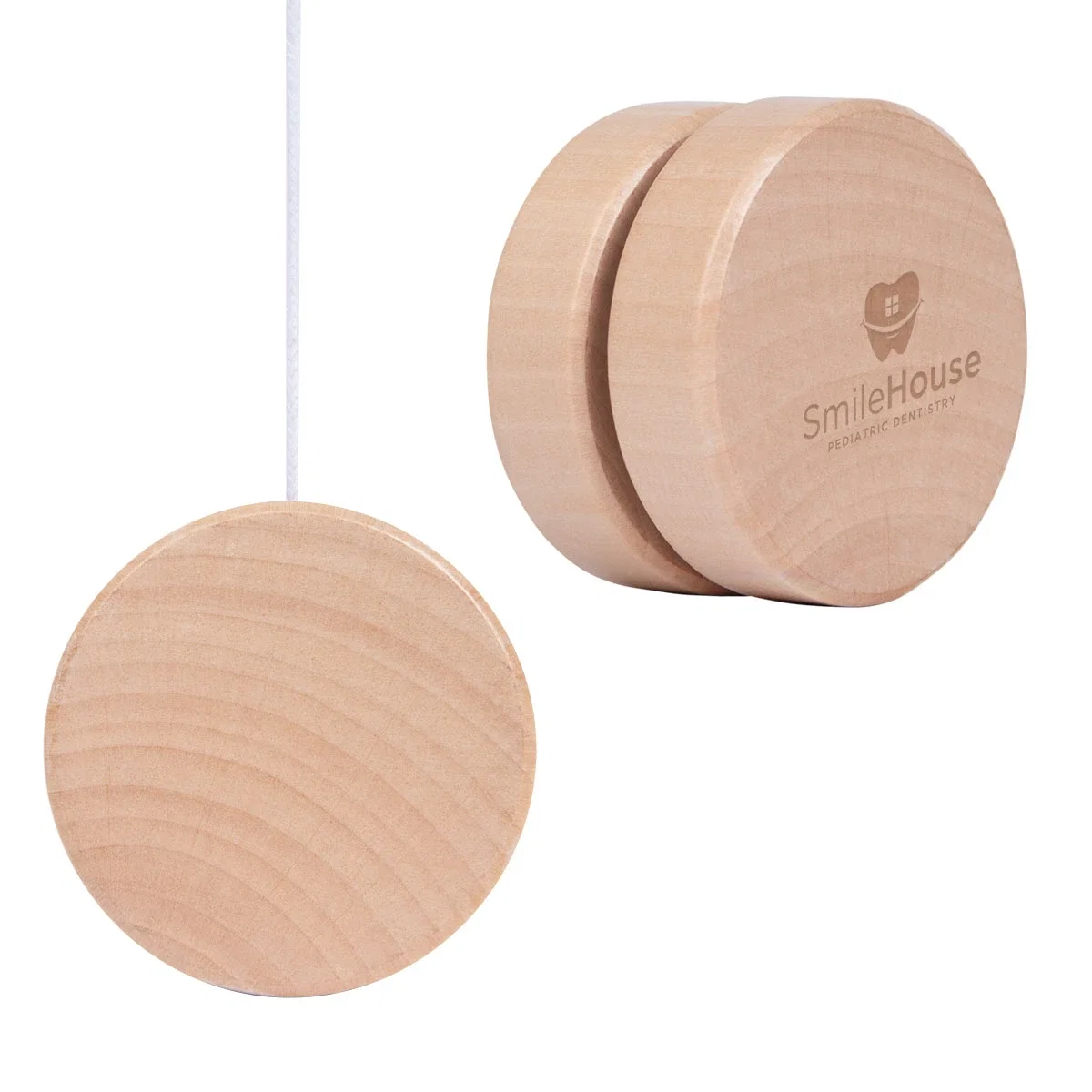 Classic wooden yo-yo measuring two inches across