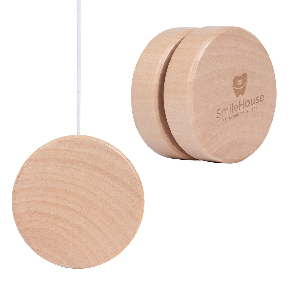 Held by the string mid-spin during play