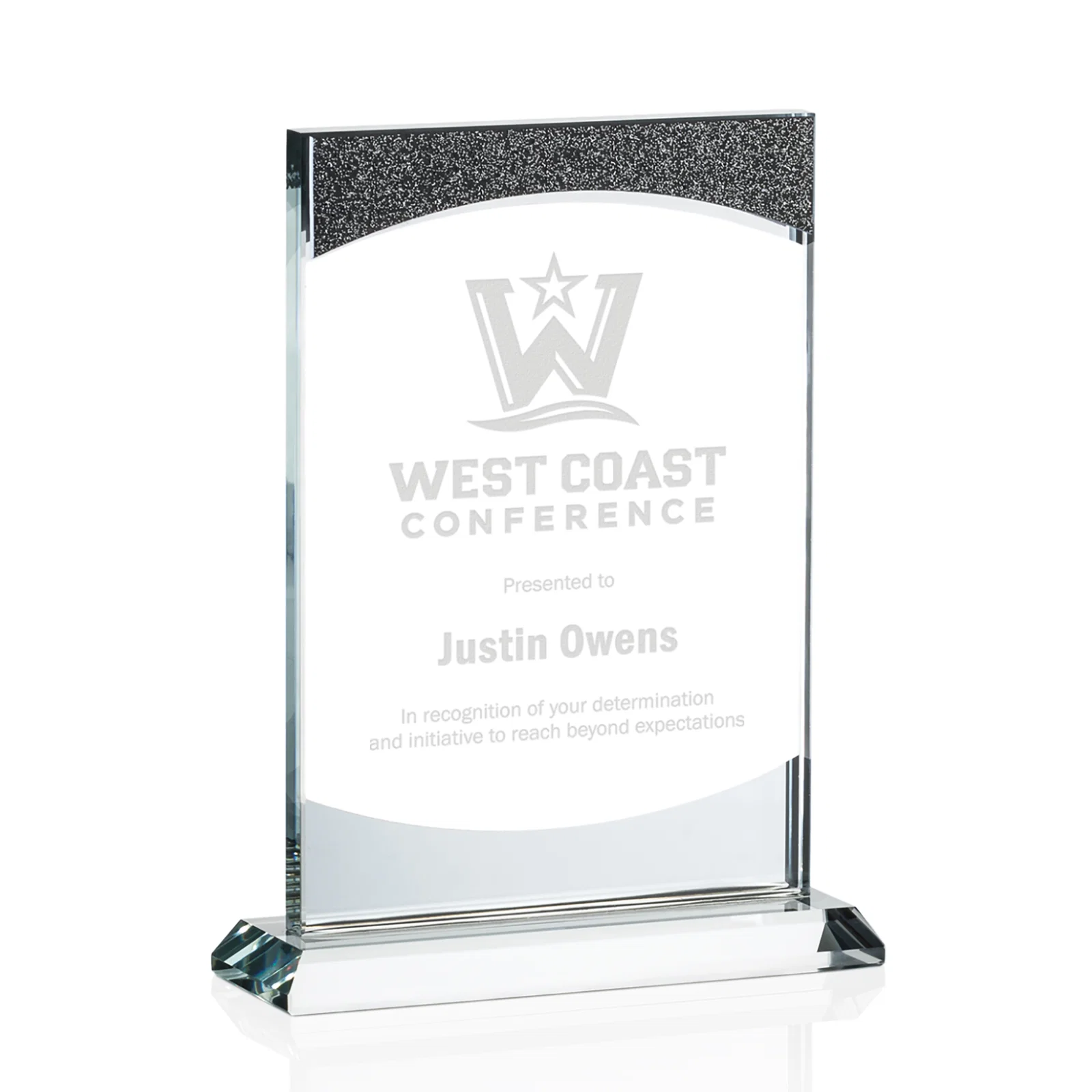 Claxton Custom Crystal Award with Mirror Finish — view 3