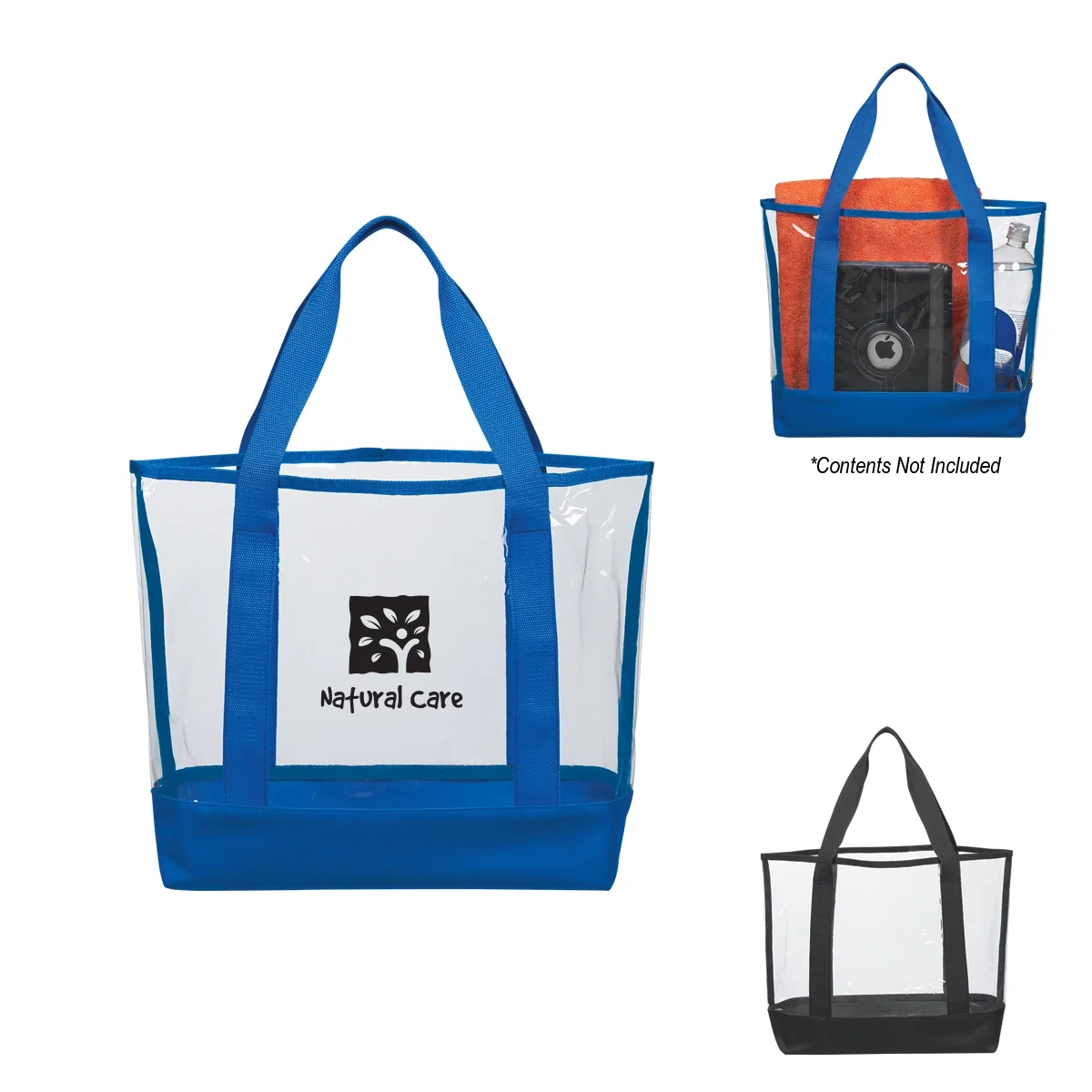 Clear EVA tote bag with contrast trim and long handles