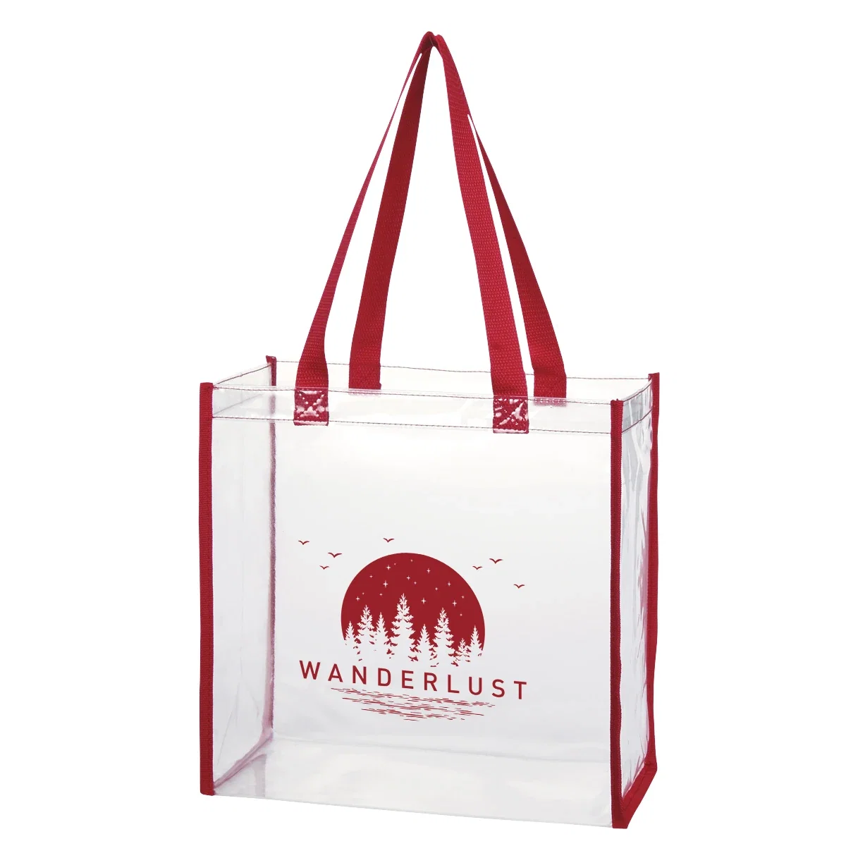 Single tote centered on a white sweep
