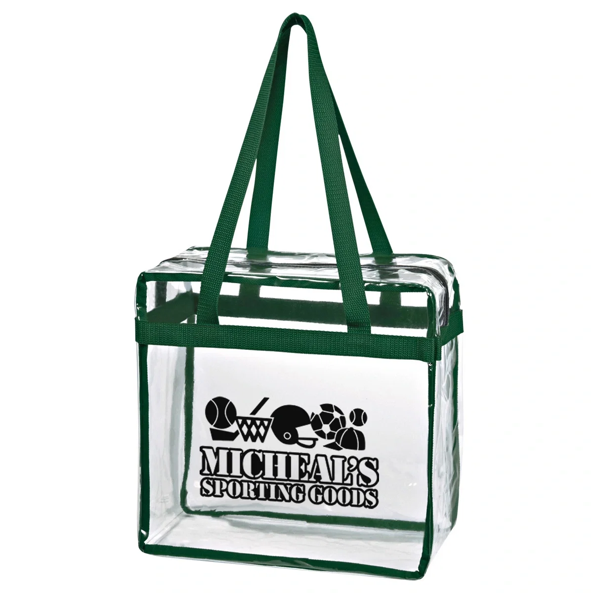 Whole clear tote shown at once with the flat base in view